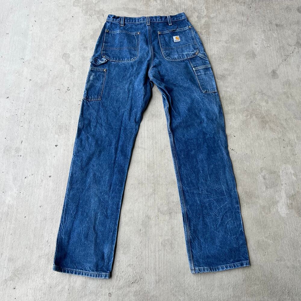Carhartt blue denim jeans double knee work wear carpenter pants - Picture 5 of 10
